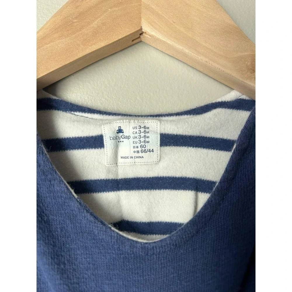 Baby Gap Navy Waffle Romper 3-6 M Cotton Coastal Nautical Scandi Baby